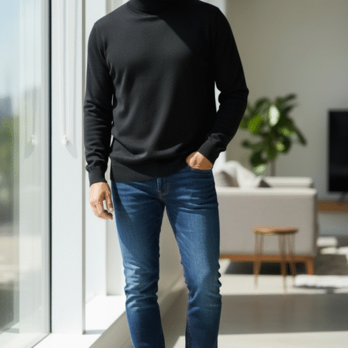 Pull Homme Col Roulé Toucher Cachemire