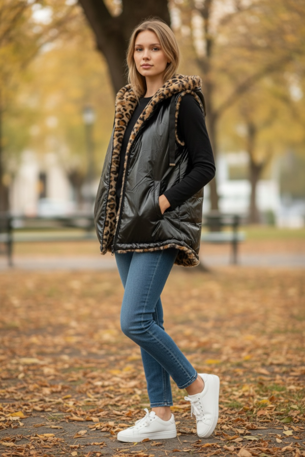 Veste léopard sans manches